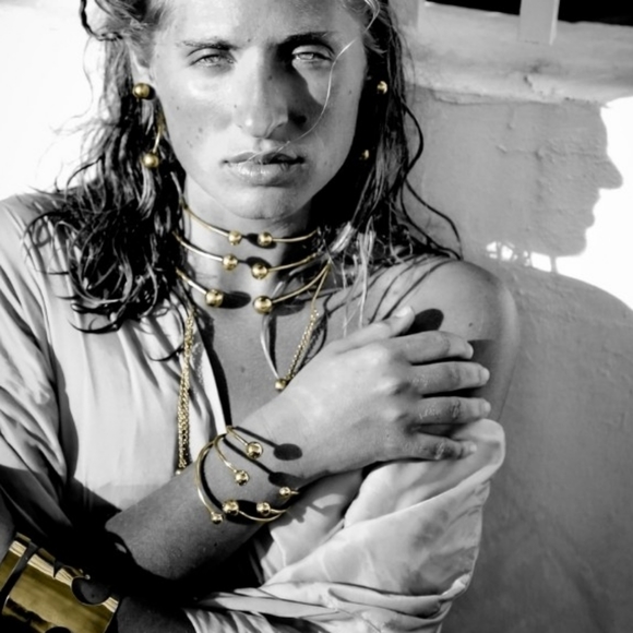 Brass spheres retro adjustable cuff bracelet - Picture 4 of 5